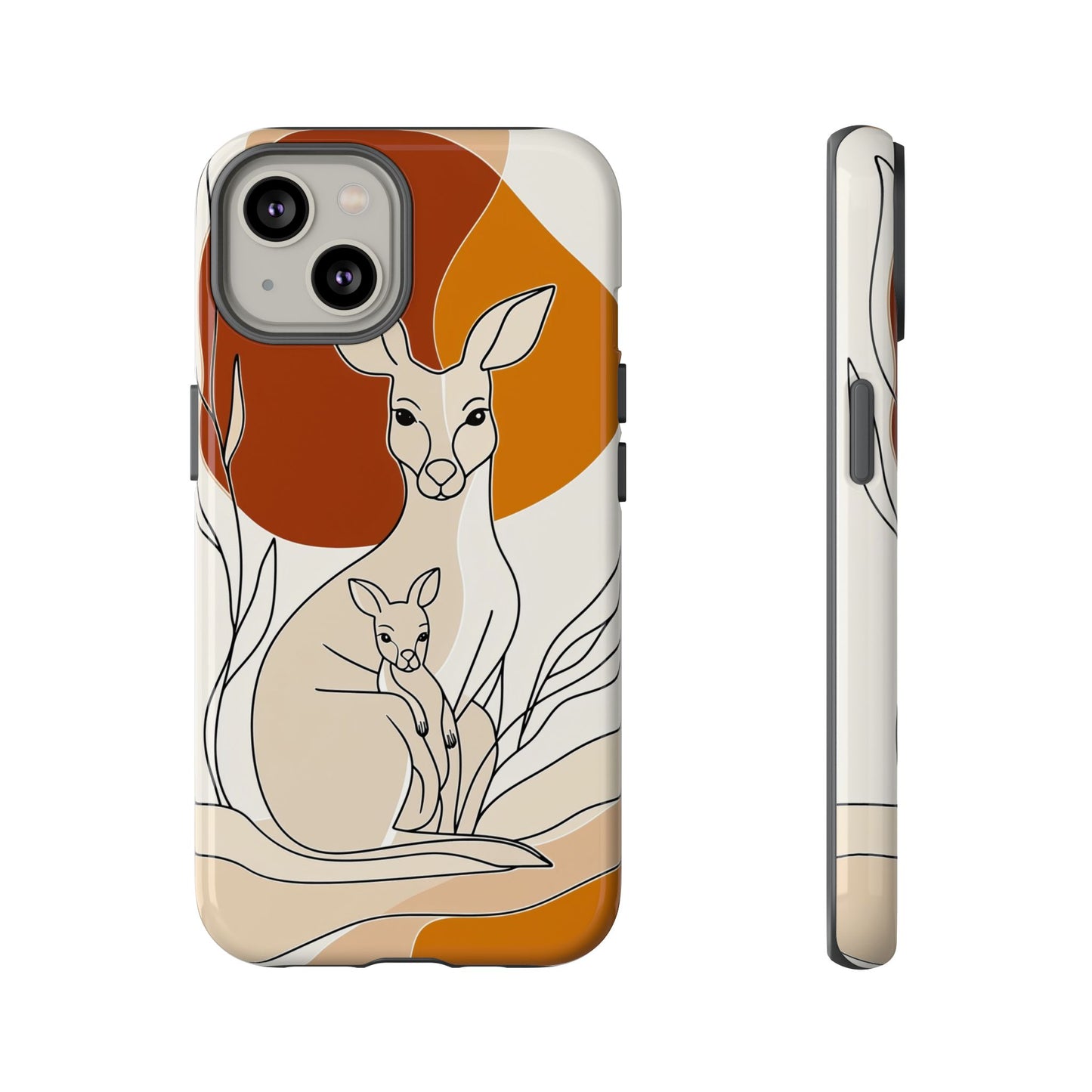 Outback Love: Kangaroo & Joey Line Art Phone Case for iPhone, Samsung & Pixel