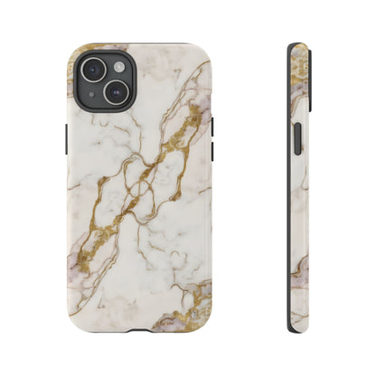 Elegant White and Gold Marble Case Design