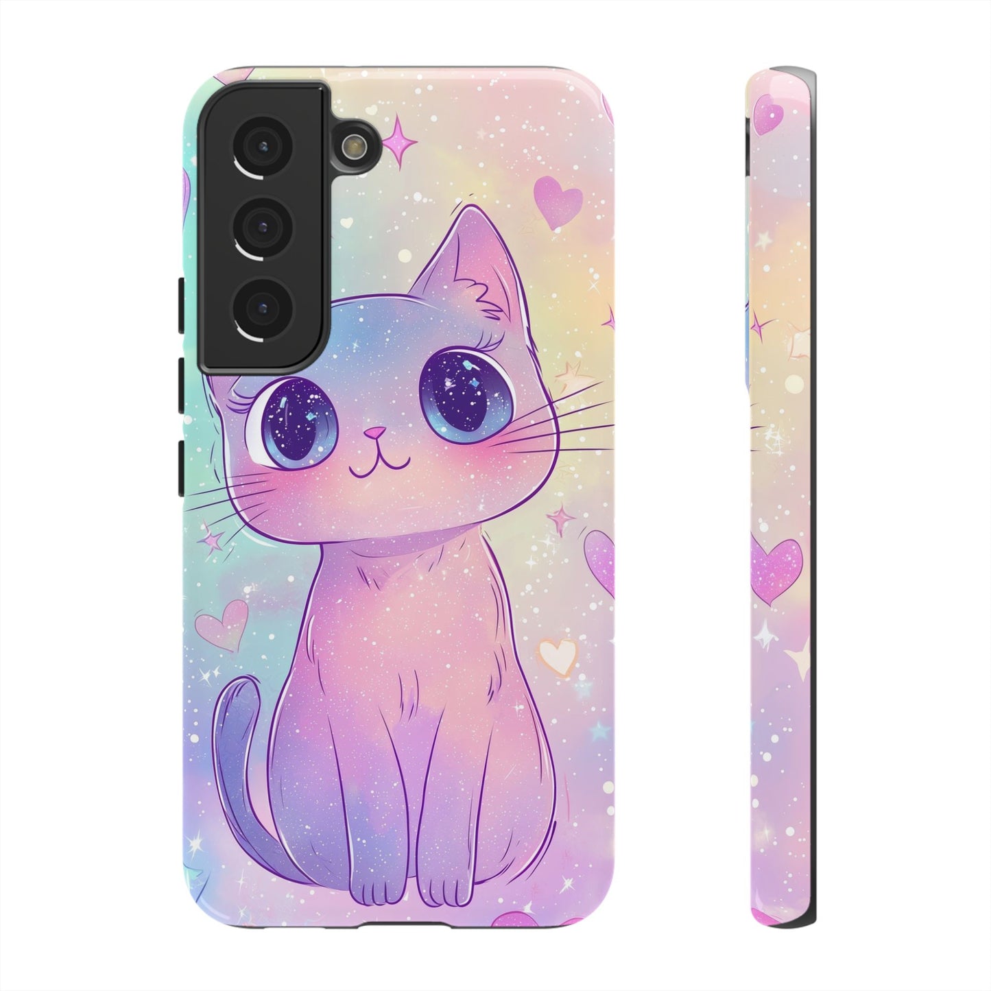 Cosmic Cat Phone Case – Sparkly Anime Aesthetic for iPhone, Google Pixel & Samsung