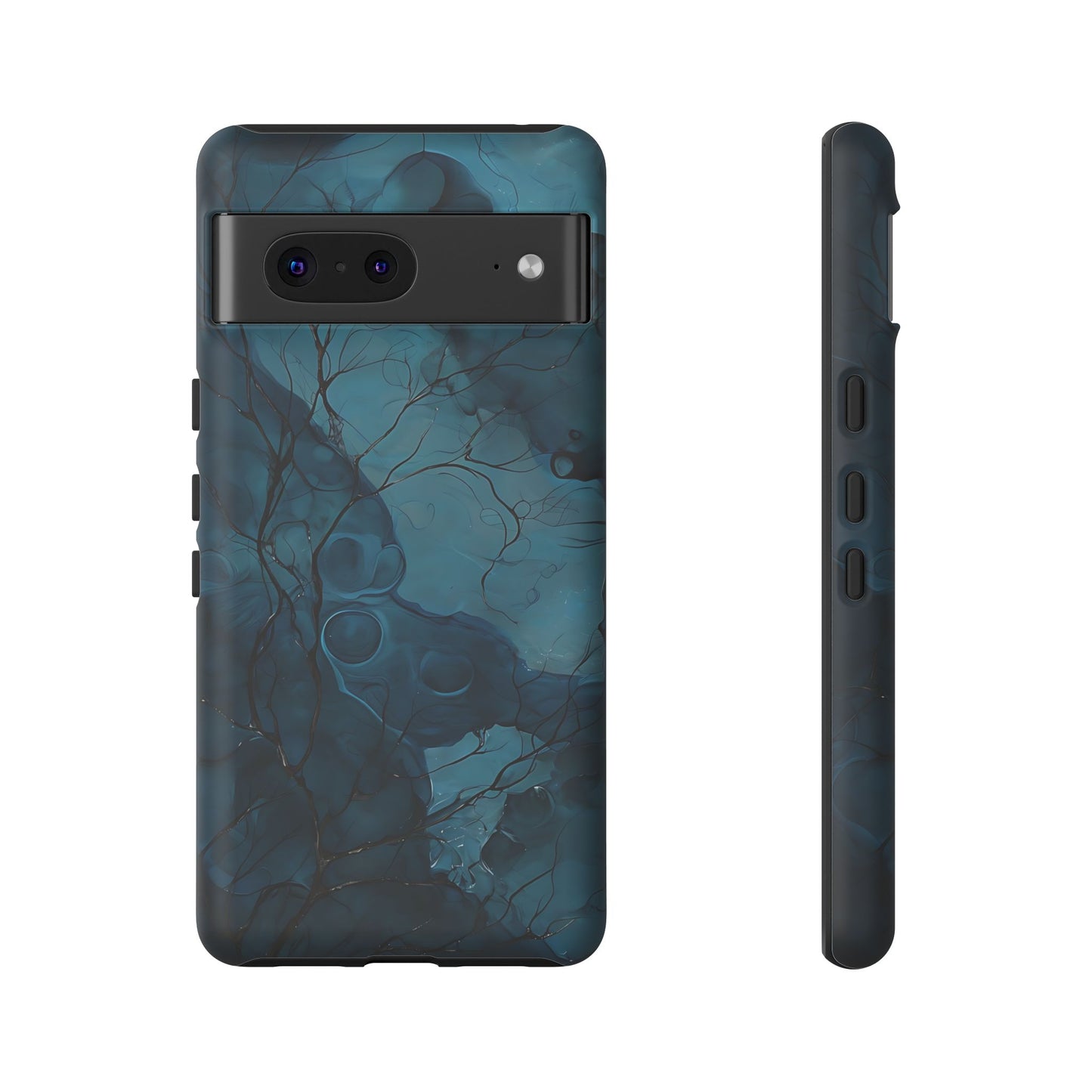 Surreal Abstract Digital Art With Deep Teal And Navy Hues phone case design