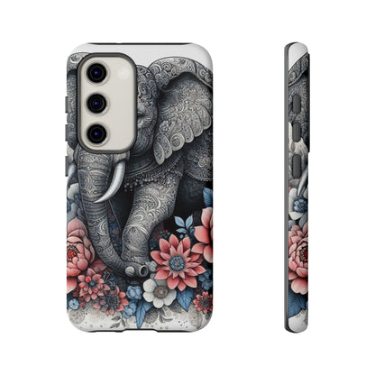 Mandala Elephant Mobile Cover – Elegant Black & White Floral Art