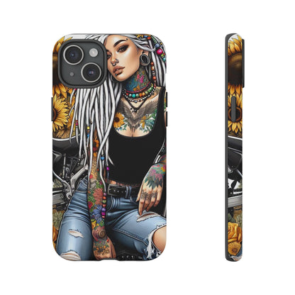 Sunflower Biker Queen – Bohemian Tattooed Rebel Mobile Cover