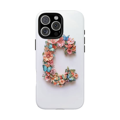 Floral Letter C Phone Case – Personalized Aesthetic Cover for iPhone, Samsung & Google Pixel
