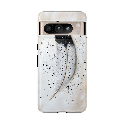 Elegant Owl Feather Phone Case – Black & White for iPhone, Samsung & Google Pixel