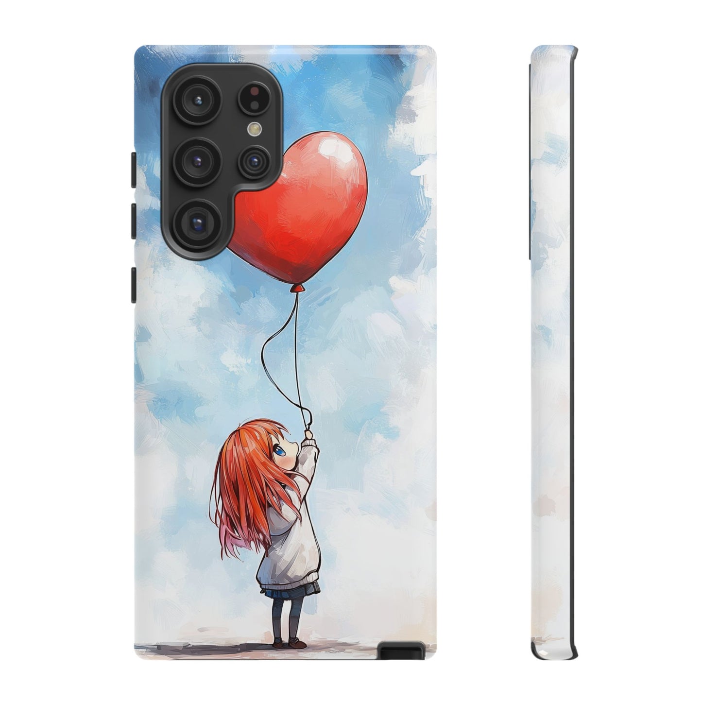 Anime Girl with Heart Balloon Phone Case – Cute & Inspirational Design for iPhone, Google Pixel & Samsung