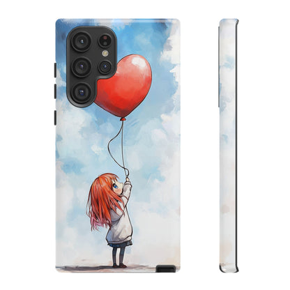 Anime Girl with Heart Balloon Phone Case – Cute & Inspirational Design for iPhone, Google Pixel & Samsung