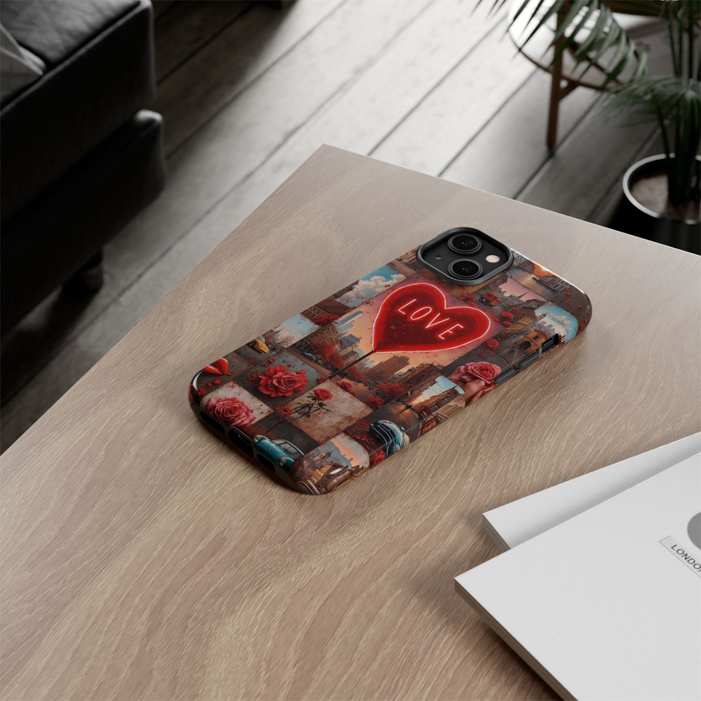 Neon Love Heart & Rose Phone Case