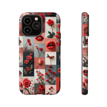 Red Flowers & Lips Collage Phone Case