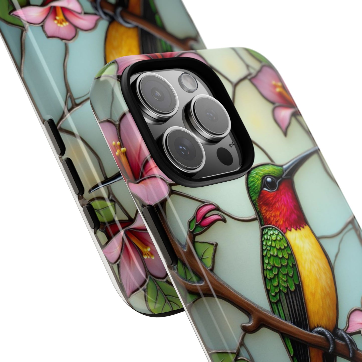 Elegant Hummingbird with Floral Mosaic | Artistic Nature Design