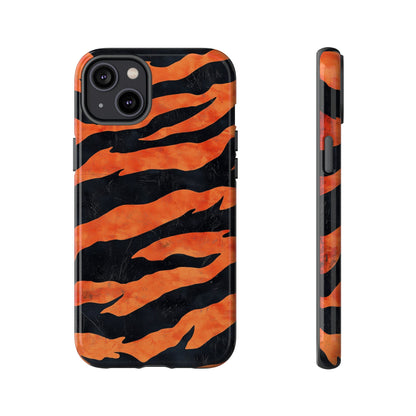 Burnt Orange & Black Tiger Stripes Phone Case for iPhone, Samsung & Google Pixel