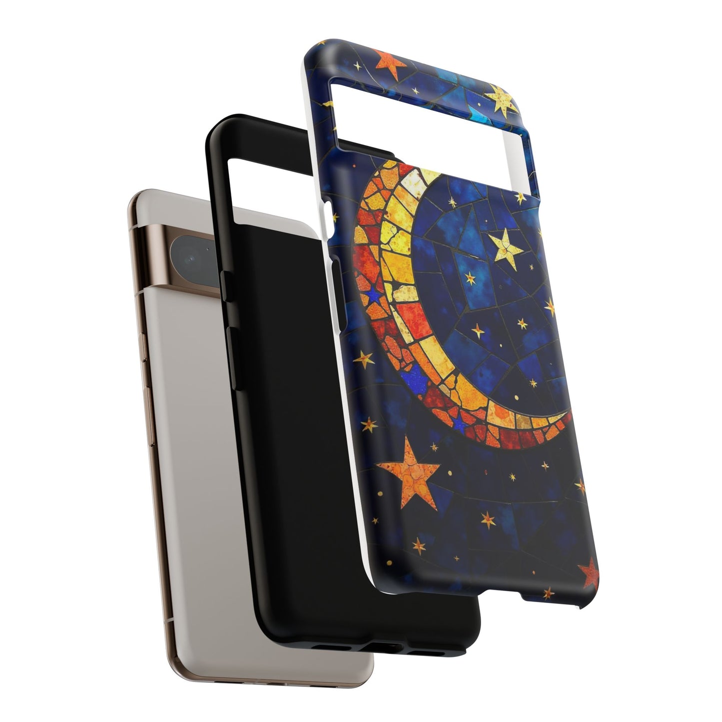 Celestial Crescent: Vibrant Moon and Stars Phone Case