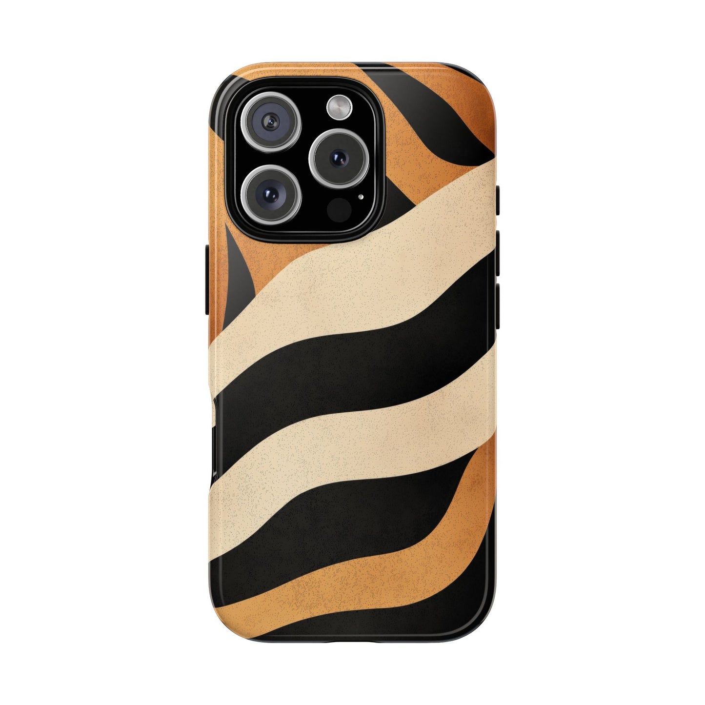 Bold Tiger Stripes Phone Case – Black, Orange & Cream Perfect for iPhone, Samsung & Google Pixel