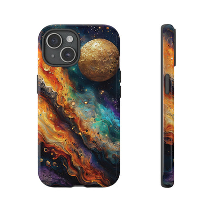 Cosmic Abstract Artwork With Dynamic Swirling Fluid Patterns phone case design.