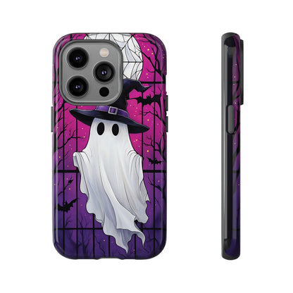 Stylized Halloween Illustration of a Ghost in Stained Glass  phone case design.