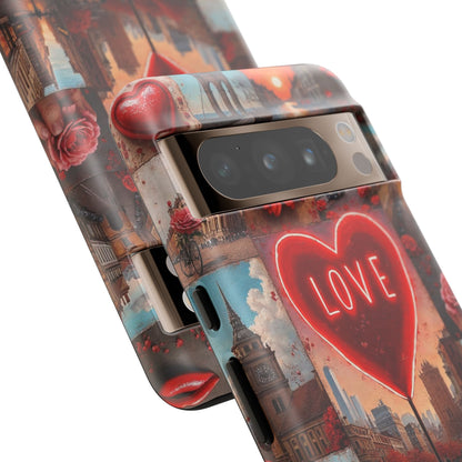Neon Love Heart & Rose Phone Case