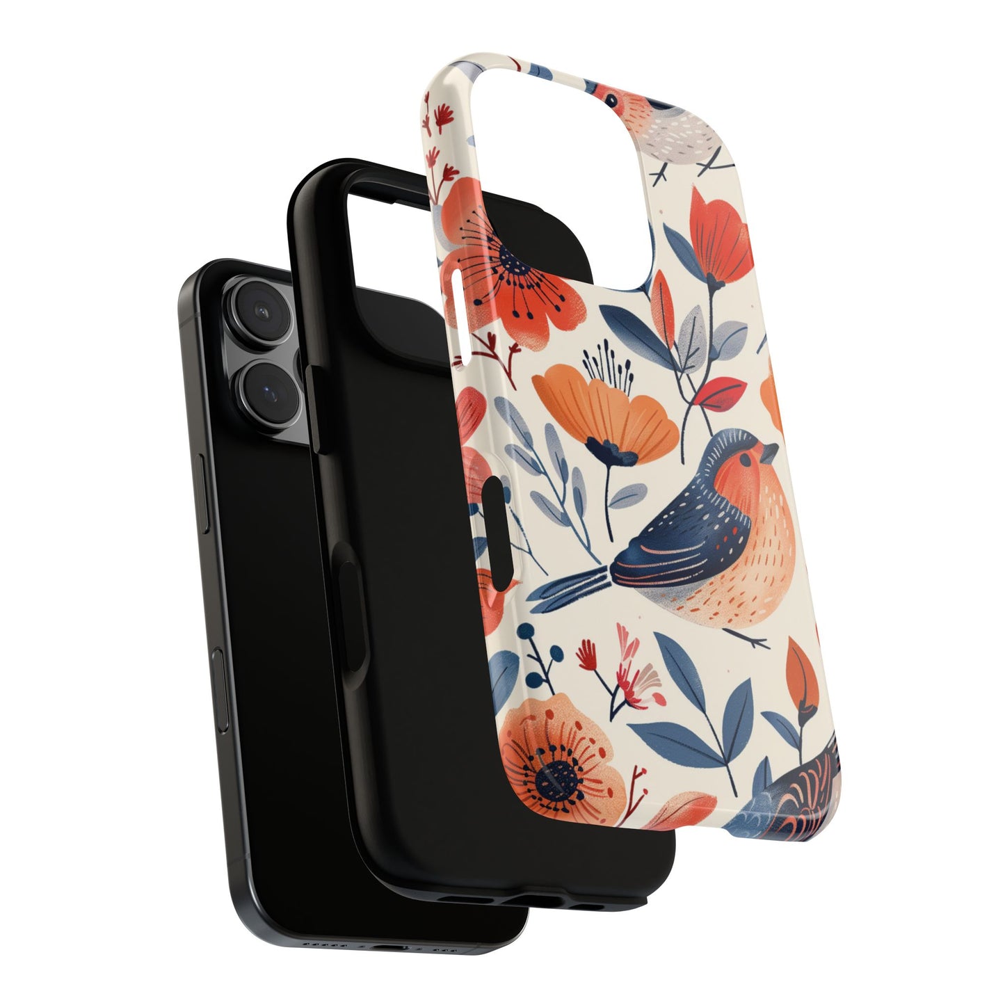 Floral Bird Phone Case - Elegant Nature-Inspired Cover for iPhone, Samsung & Google Pixel
