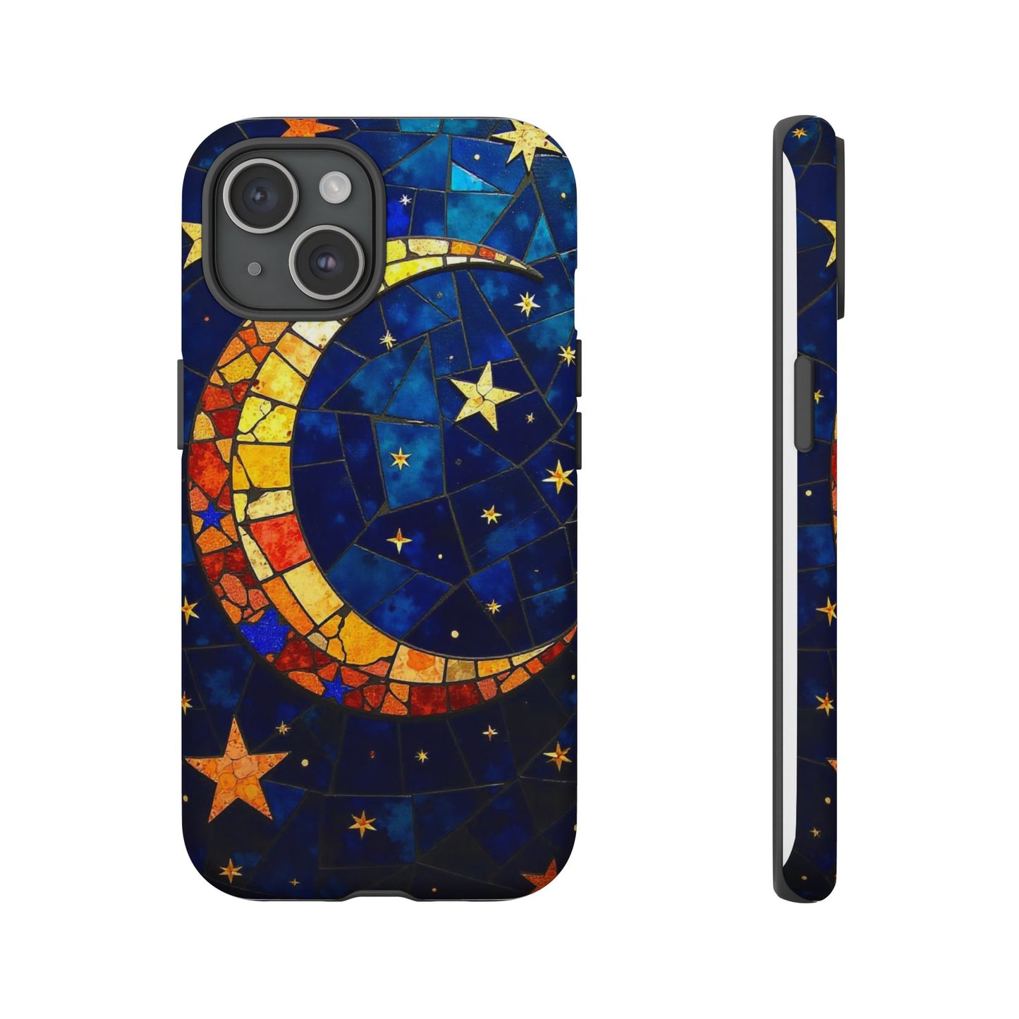 Celestial Crescent: Vibrant Moon and Stars Phone Case