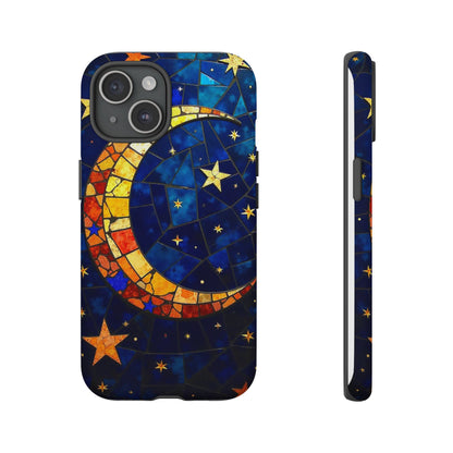 Celestial Crescent: Vibrant Moon and Stars Phone Case