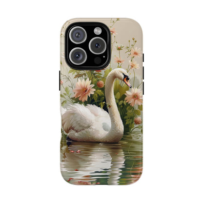 Floral Swan Phone Case – Bird Phone Case, Elegant & Protective for iPhone, Samsung & Google Pixel