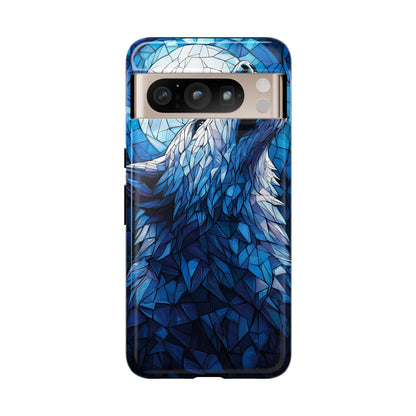 Mystic Moon Wolf – Stained Glass Mosaic Phone Case for iPhone, Samsung & Pixel
