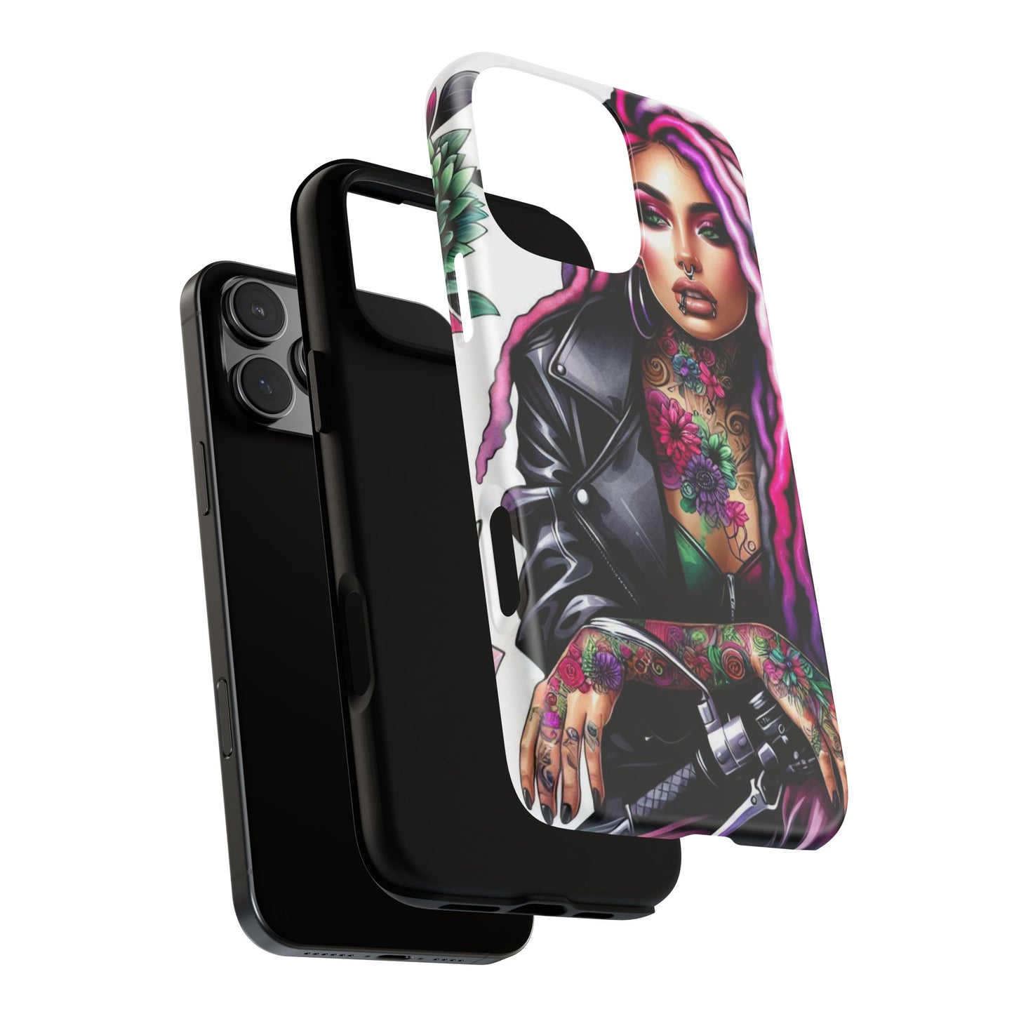 Neon Rebel – Vibrant Biker Queen Mobile Cover