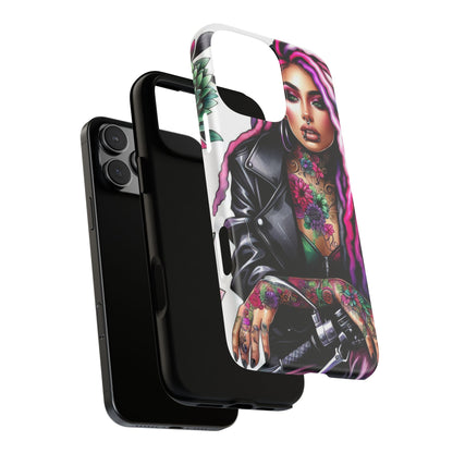 Neon Rebel – Vibrant Biker Queen Mobile Cover