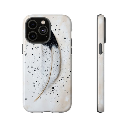Elegant Owl Feather Phone Case – Black & White for iPhone, Samsung & Google Pixel