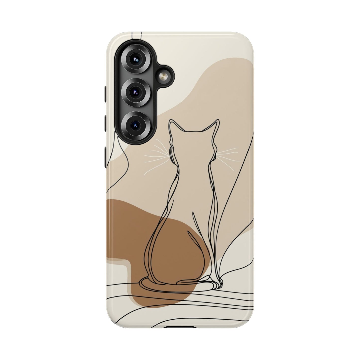 Minimalist Cat Silhouette: Elegant Line Art Phone Case for iPhone, Samsung & Pixel