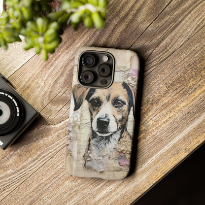 Vintage Collage Dog Portrait Mobile Cover – Artistic Mixed Media Design