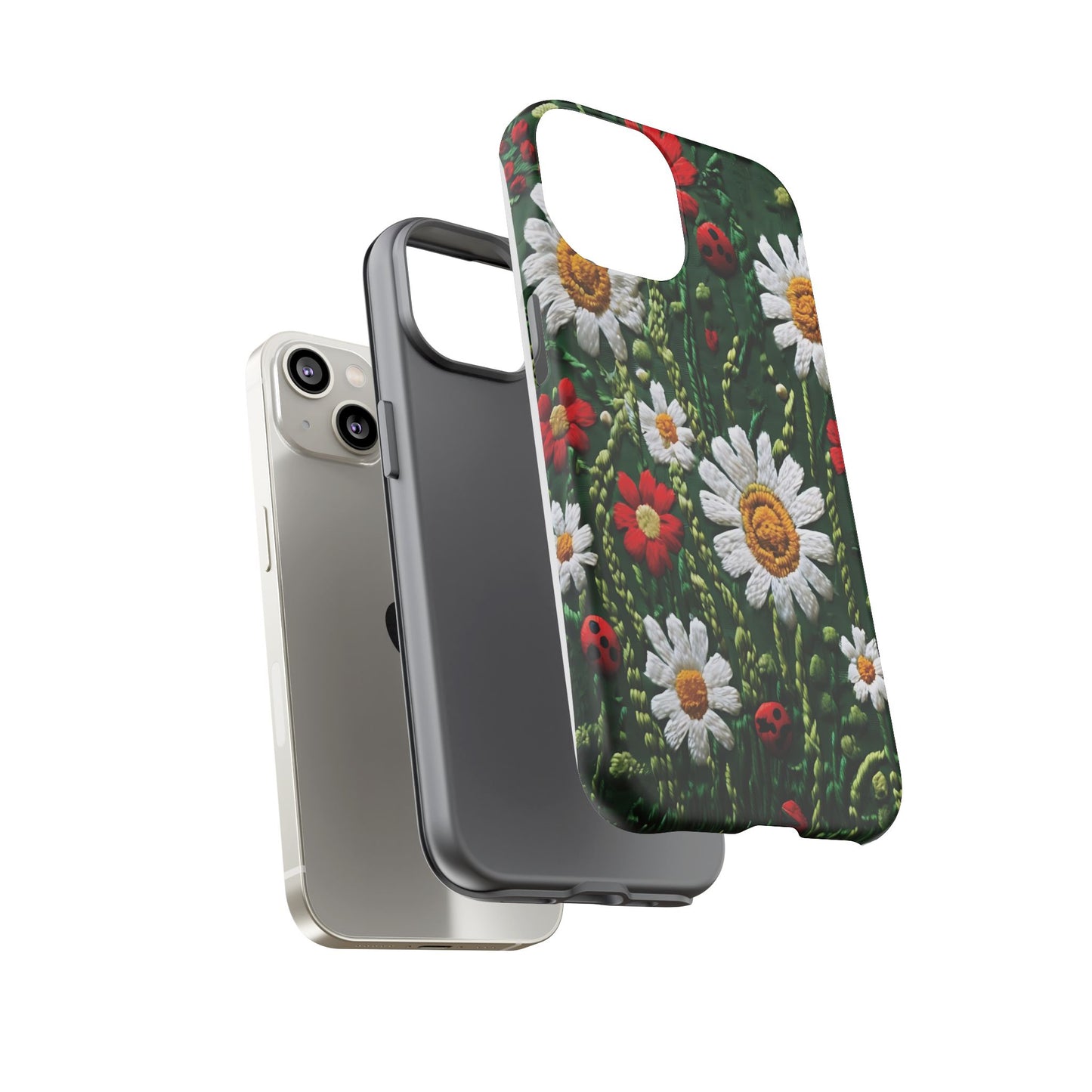 Knitted Pattern With Diamonds And Festive Motifs On Navy phone case design.