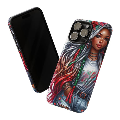 Festive Boho Queen – Holiday Glow & Candy Cane Braids Mobile Cover