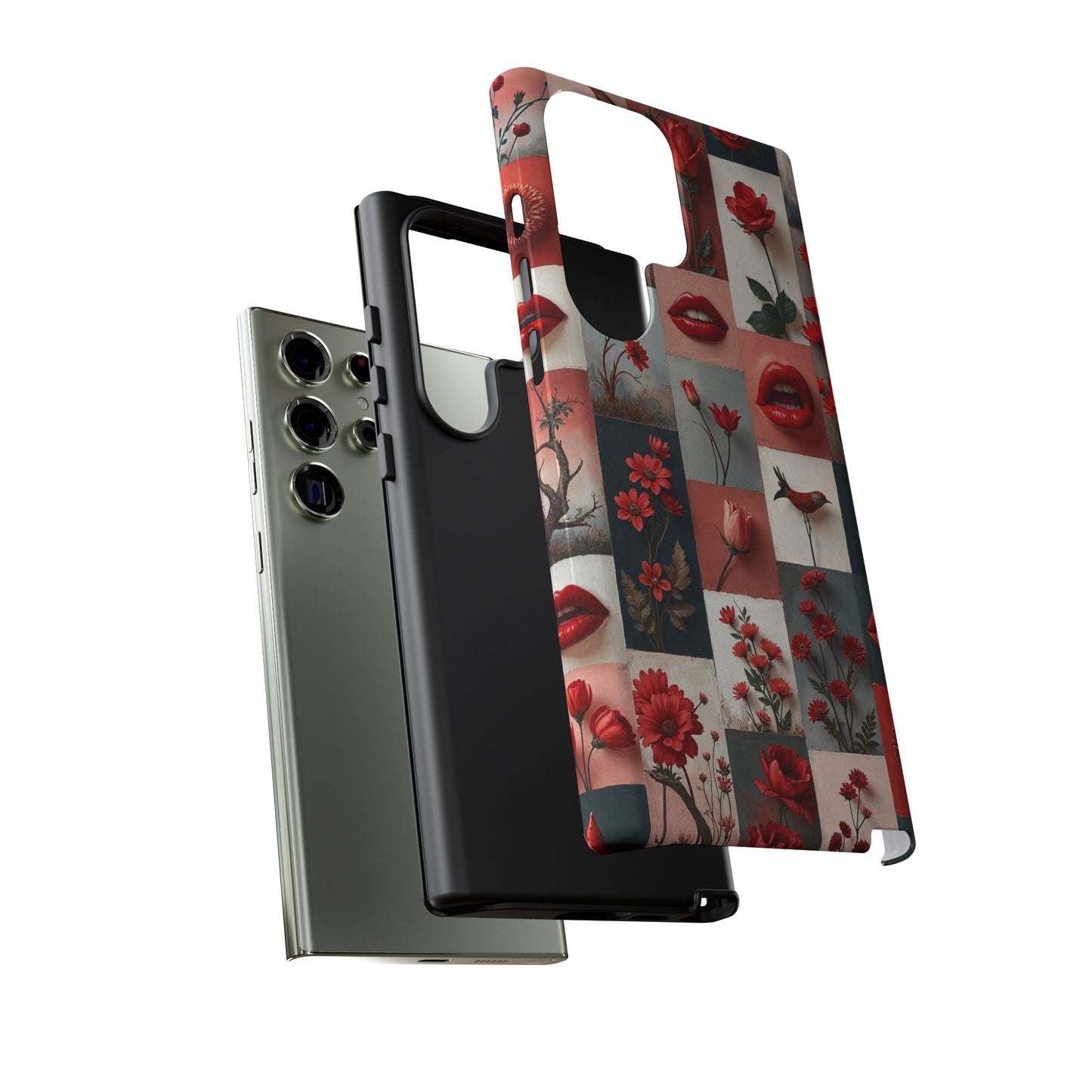 Red Flowers & Lips Collage Phone Case
