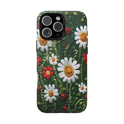 Knitted Pattern With Diamonds And Festive Motifs On Navy phone case design.