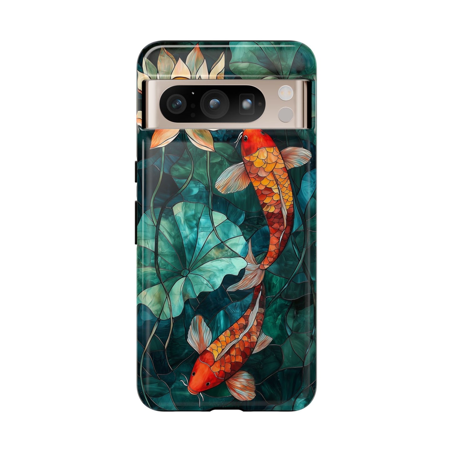 Lotus Serenity" – Koi Pond Stained Glass Case or iPhone, Samsung & Pixel