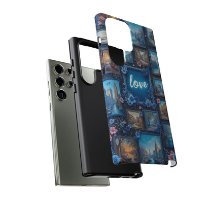 Blue Floral Love Frame Phone Case