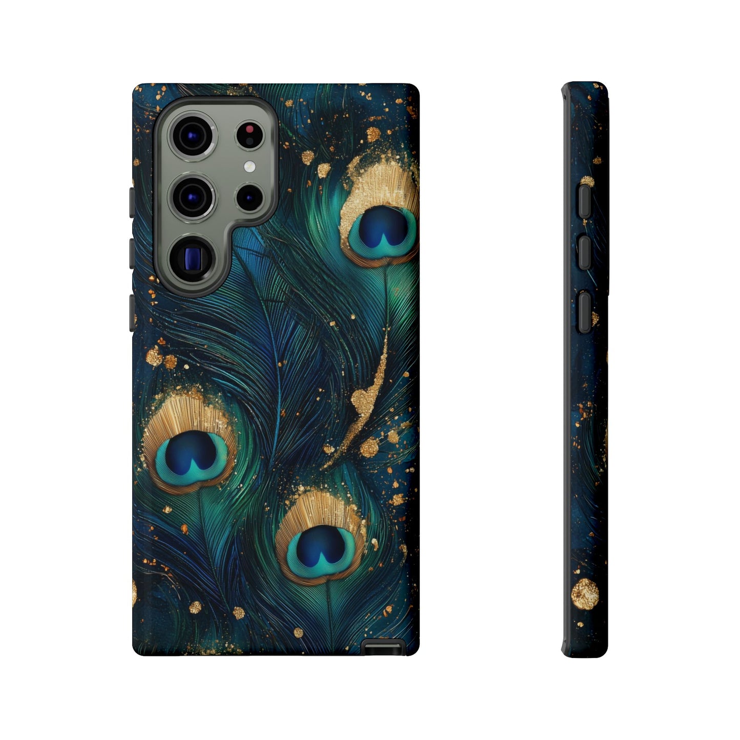 Elegant Peacock Feather Luxe Phone Case for iPhone, Samsung & Google Pixel