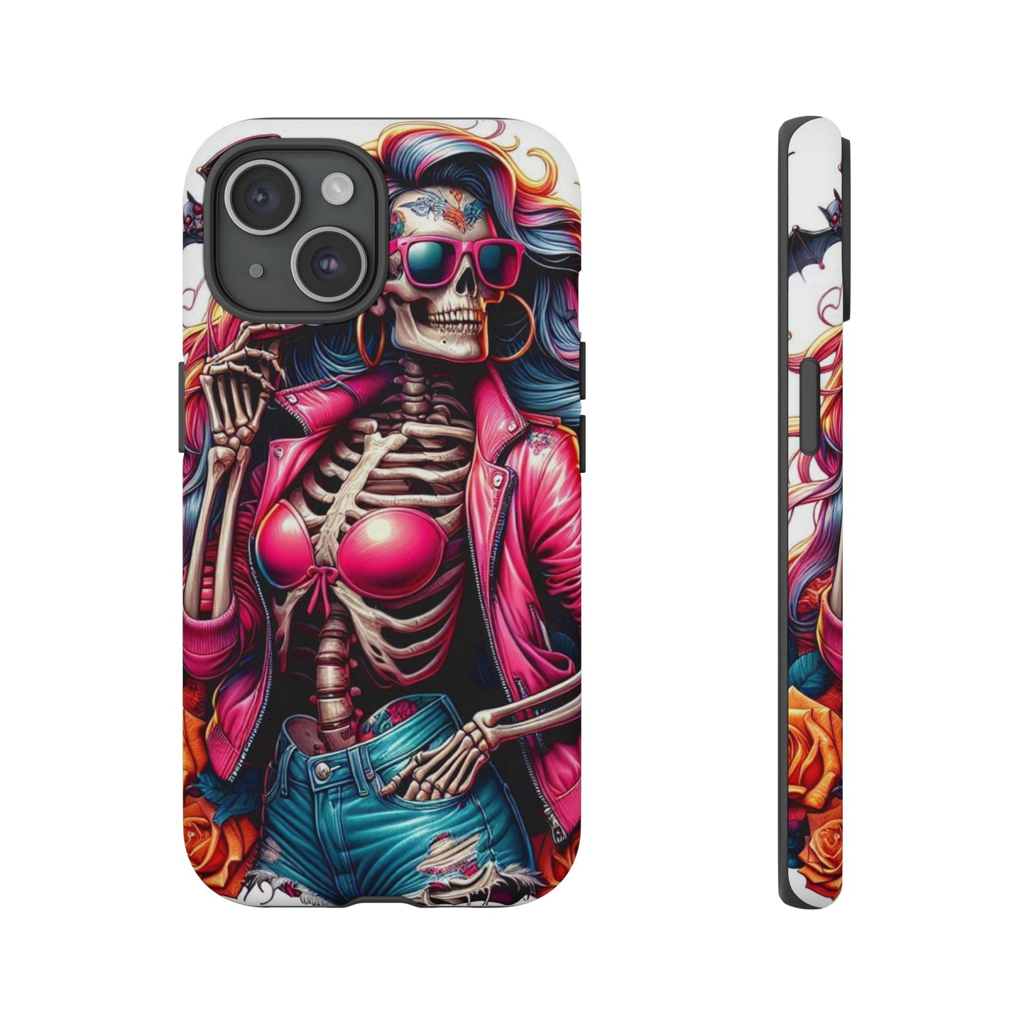 Neon Bones – Retro Skeleton & Vibrant Punk Aesthetic Mobile Cover