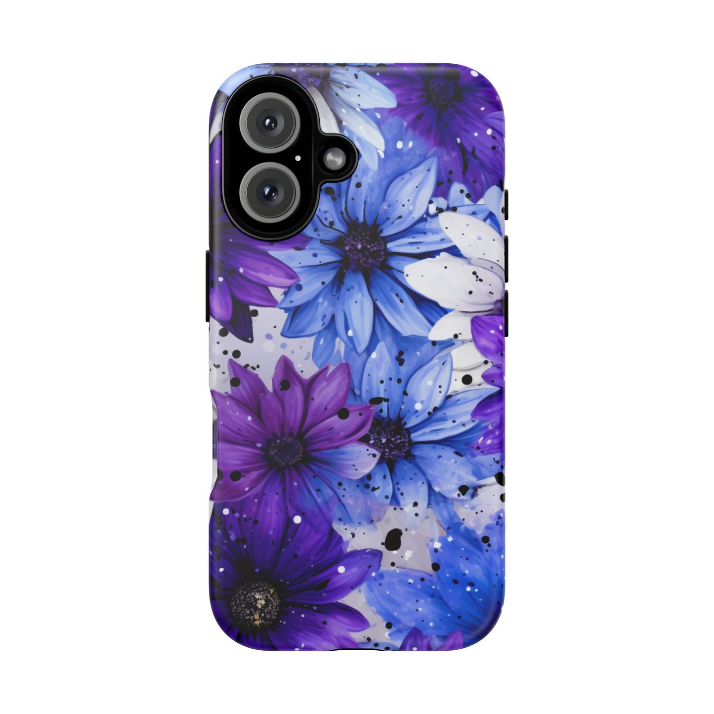 Blue & Purple Floral Splash Mobile Cover – Elegant Artistic Flowers