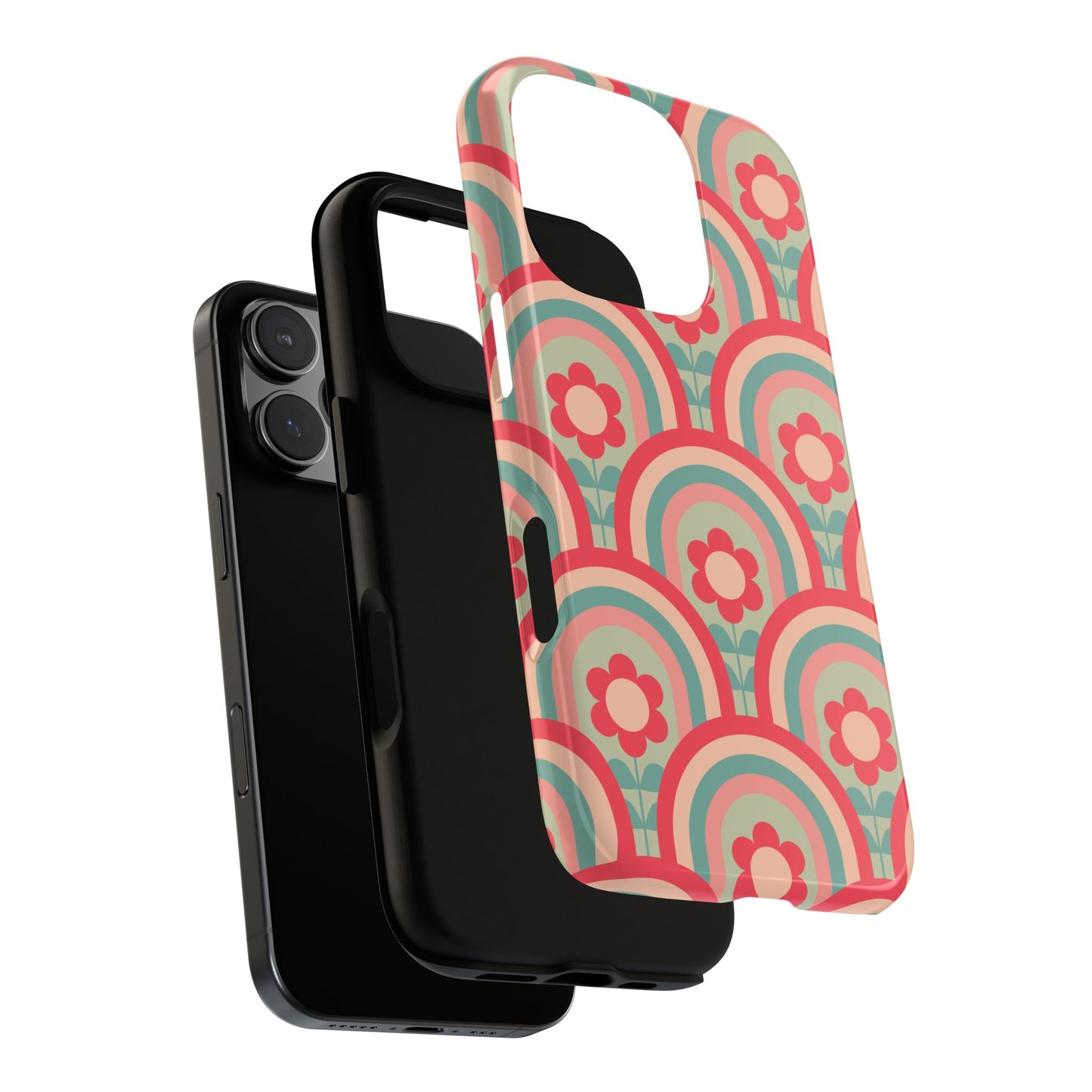 Retro Floral Rainbow Phone Case – Vintage Aesthetic for iPhone, Samsung & Google Pixel