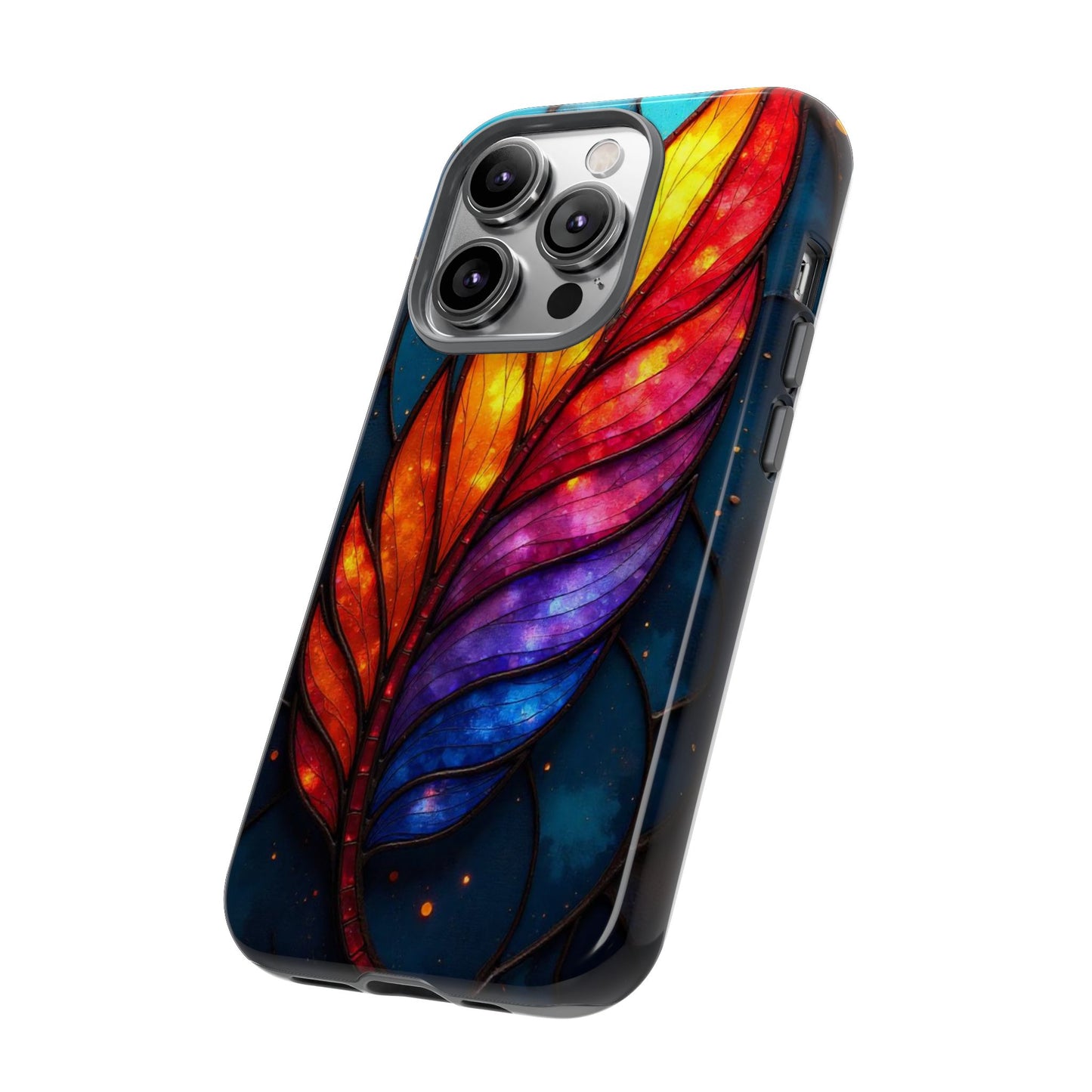 Vivid Feather: Stained Glass Abstract Art
