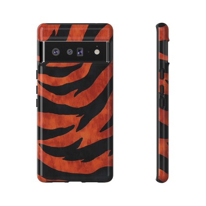 Fiery Orange & Black Tiger Stripes Phone Case for iPhone, Samsung & Google Pixel