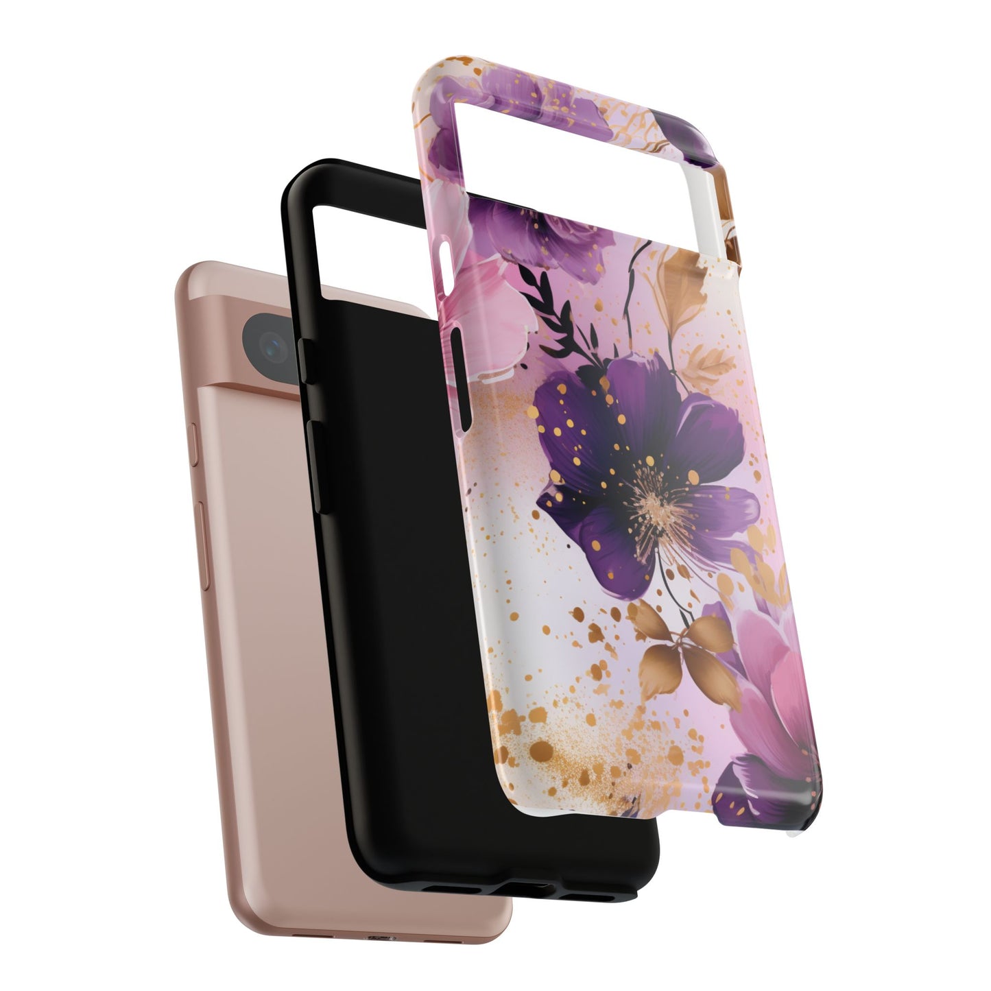 Luxury Purple & Gold Floral Aesthetic Mobile Case