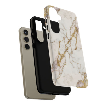 Elegant White and Gold Marble Case Design