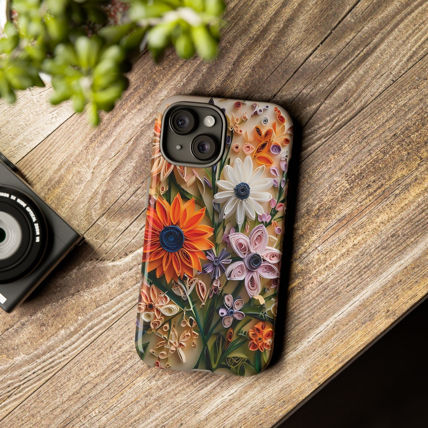 Intricate Quilled Floral Artwork In Vibrant Colors phone case design.