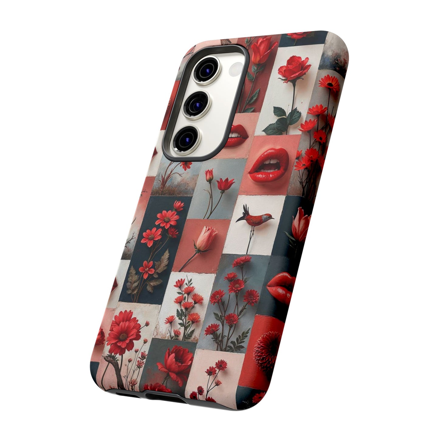 Red Flowers & Lips Collage Phone Case
