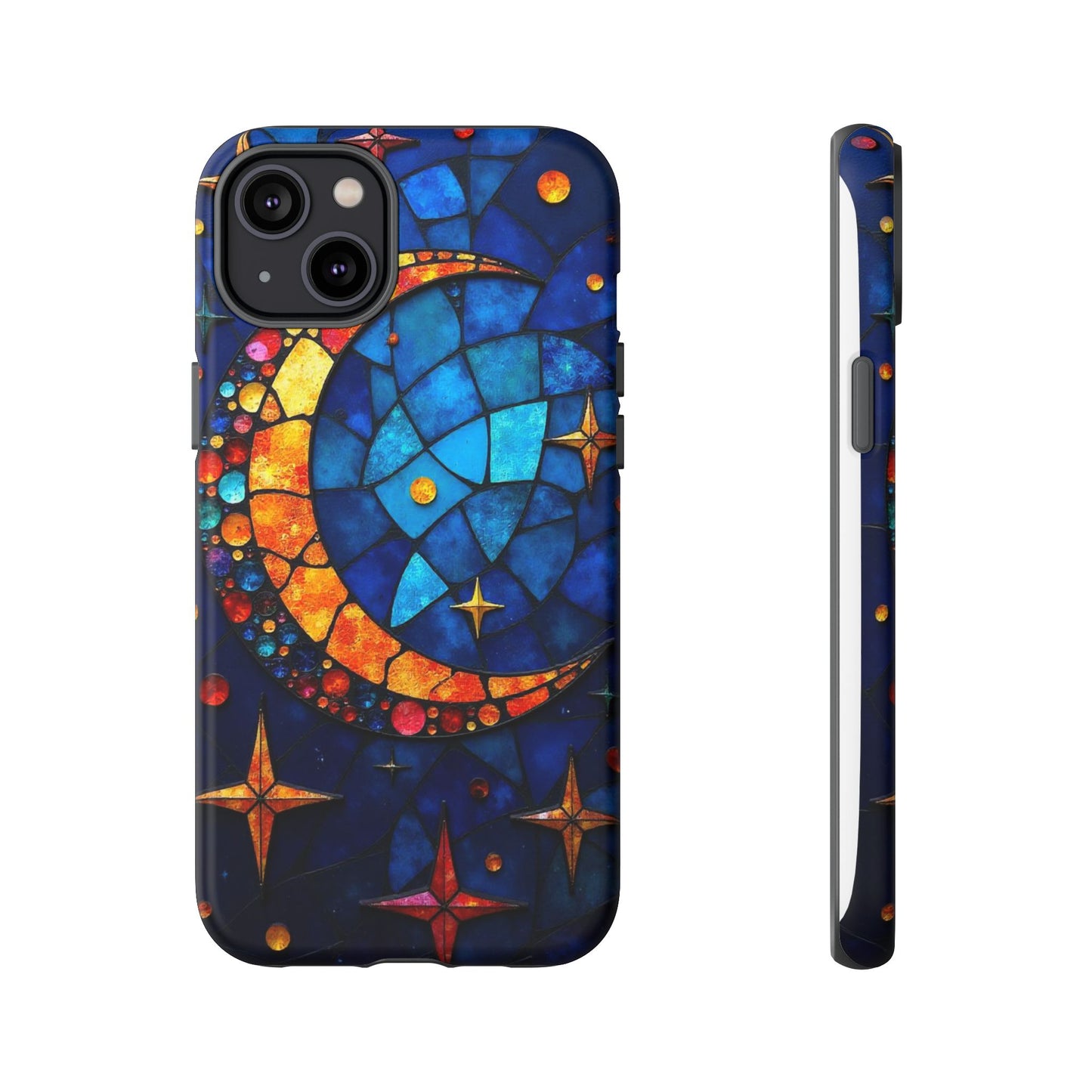 Celestial Crescent: Moon and Stars in Color