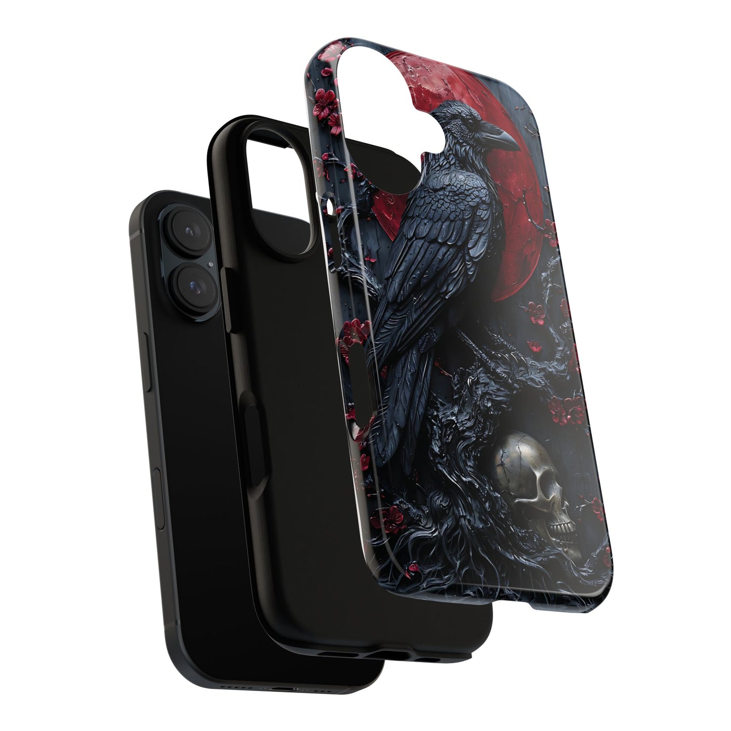 Gothic Sculpture Of Raven On Charcoal Tree Branch phone case design