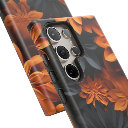 Orange & Black 3D Floral Mobile Case
