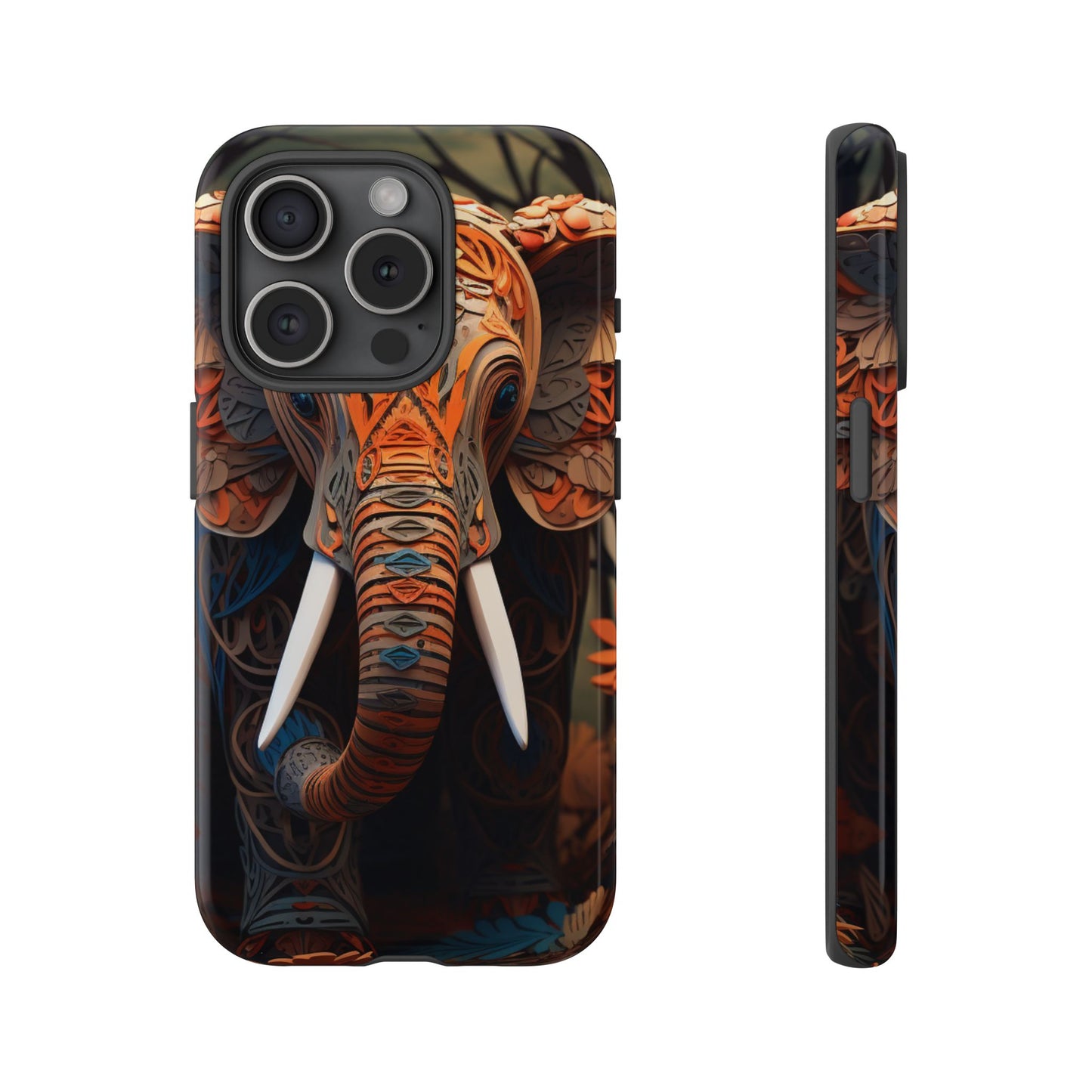 Elegant Artistic Elephant Mobile Cover – Intricate Paper-Cut Design