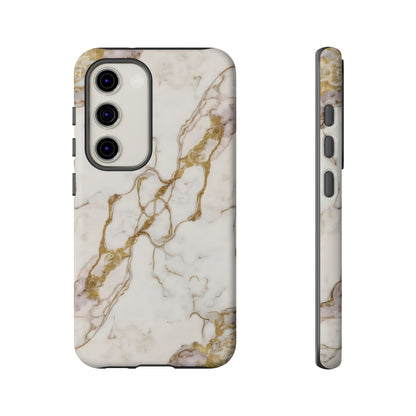 Elegant White and Gold Marble Case Design